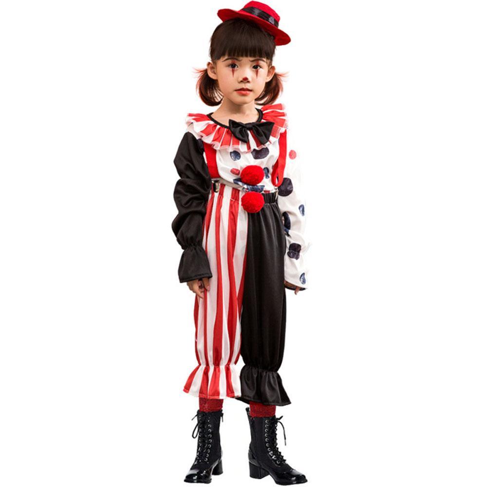 Clown Cosplay Costumes Stage Performance Dress Halloween Children's Day Outfit for Toddler Kids