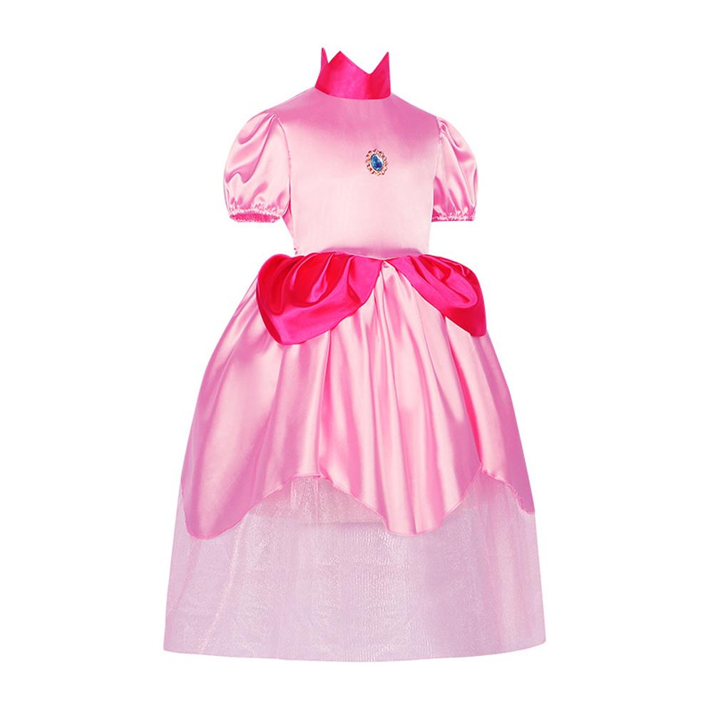 Adult Women Princess Peach Cosplay Costume Mesh Dress Outfits Halloween Carnival Suit - Azufun
