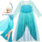 Frozen 2 Elsa blue snow queen princess dress For Toddler Girls - Azufun