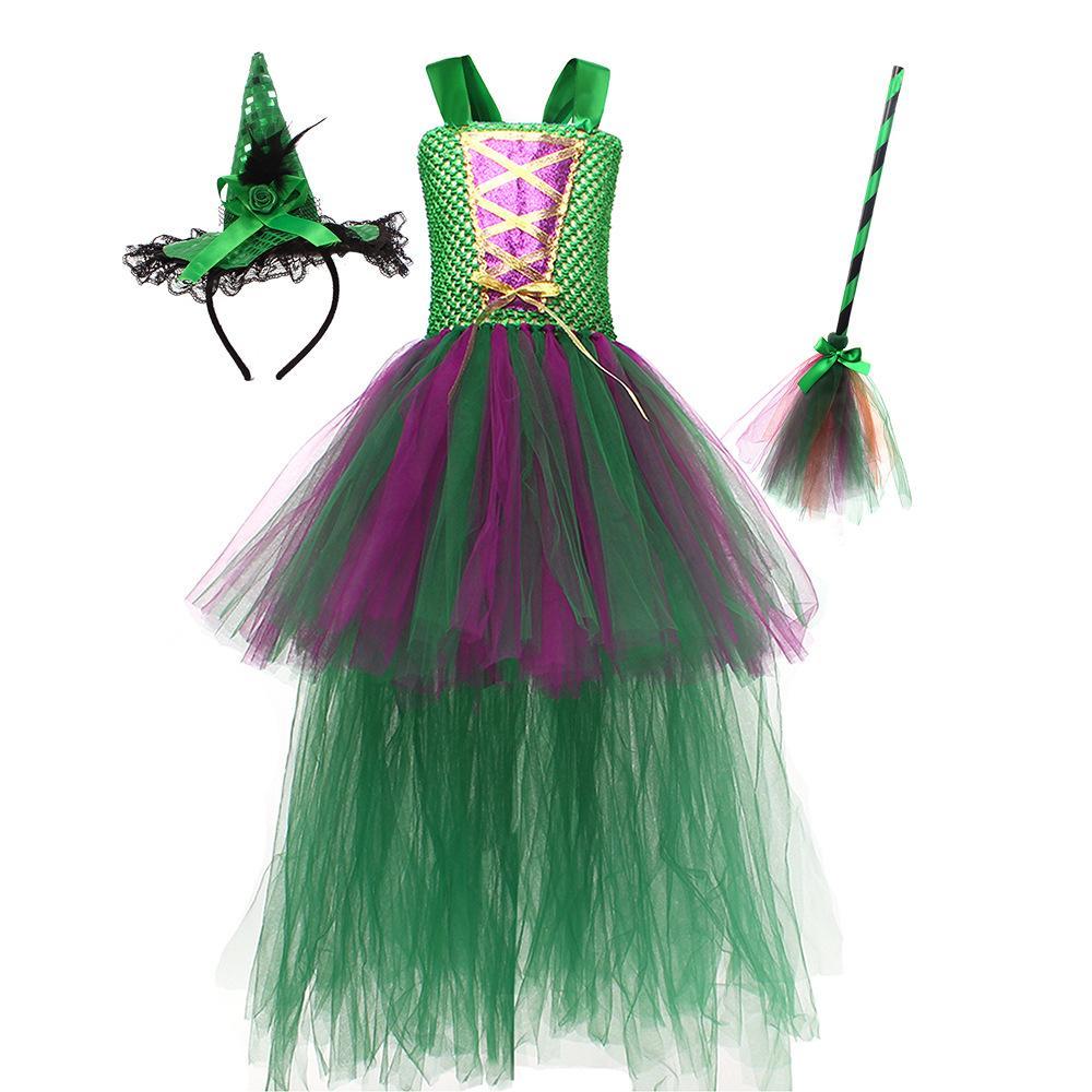 Girl Hocus Pocus Sanderson sisters Winifred Sarah Mary Tutu Dress for kids Halloween Cartoon Costume - Azufun