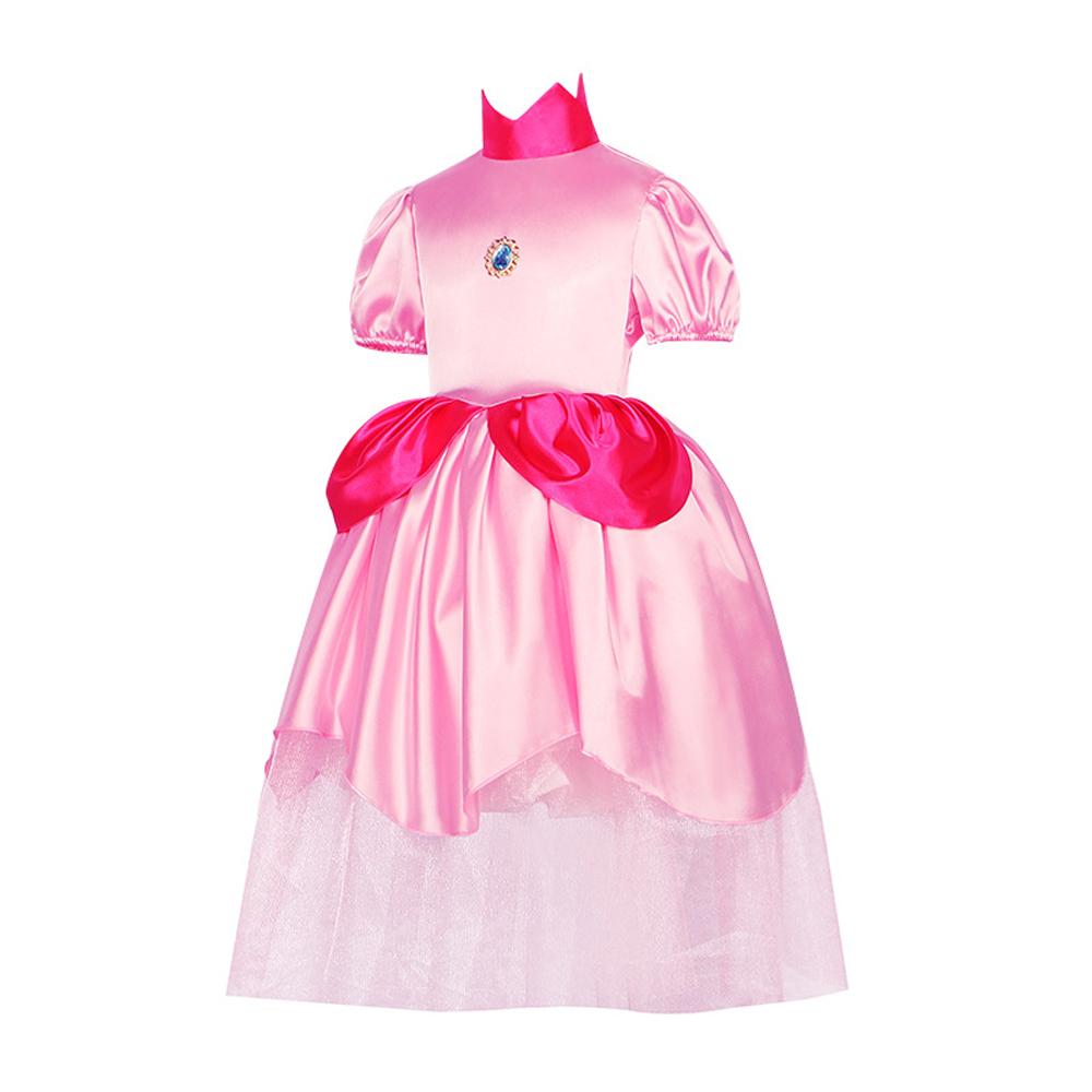 Adult Women Princess Peach Cosplay Costume Mesh Dress Outfits Halloween Carnival Suit - Azufun