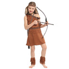 Indian Princess Cosplay Costumes Hunter Halloween Girl Dress Outfit for Kids
