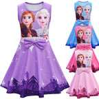 Anna Elsa 2 Cosplay Costume Kids Halloween Princess Dress Fancy Children Gowns dress Sleeveless dress - Azufun