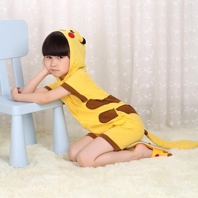 Pokemon Pikachu Kid Animal Onesie Pajama Party Kigurumi Short Sleeve - Azufun