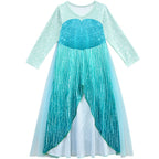 Frozen 2 Elsa blue snow queen princess dress For Toddler Girls - Azufun