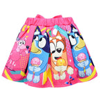 Bruy Short Sleeve Cartoon Pleated Skirt Bag Hat Set - Azufun