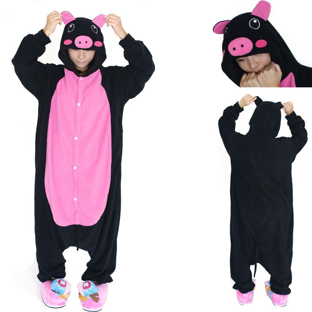 Adult Black Pig Animal Kigurumi Pajamas Hoodie Costume - Azufun