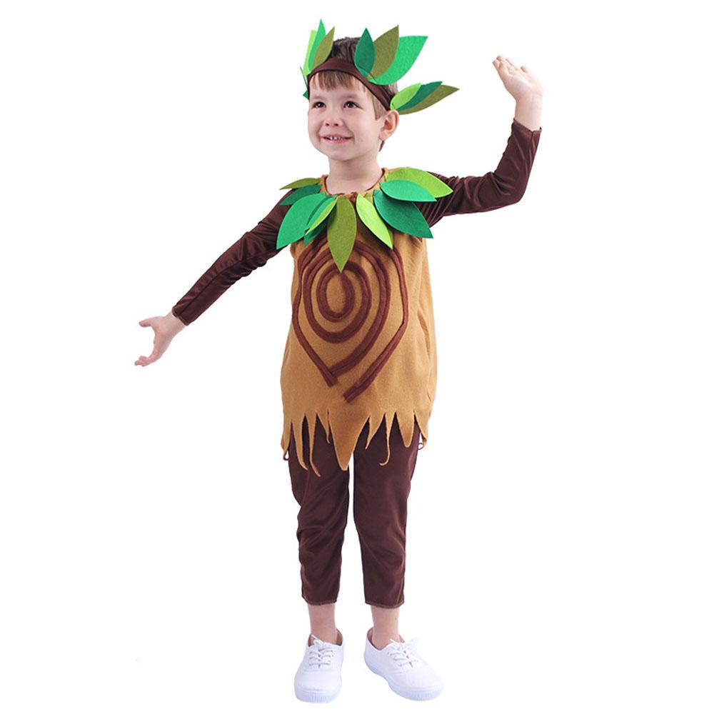 Green Plant Tree Cosplay Costume Halloween Outfit Children Stage Party Show Dress for Kids