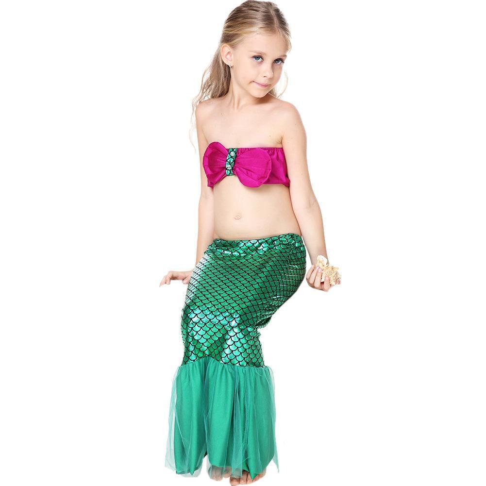 Little Mermaid Tail Children Kids Swimsuit Beach Swimwear Costume - Azufun