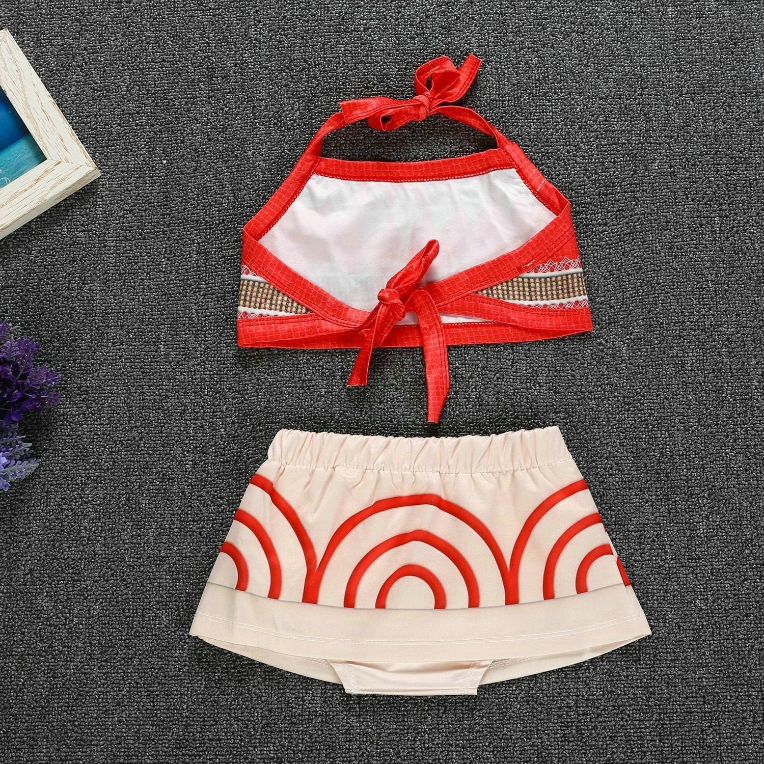 Kids Day Moana Halter Sling Apron Dress Pants Set for Toddler and Girl - Azufun