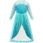 Frozen 2 Elsa blue snow queen princess dress For Toddler Girls - Azufun