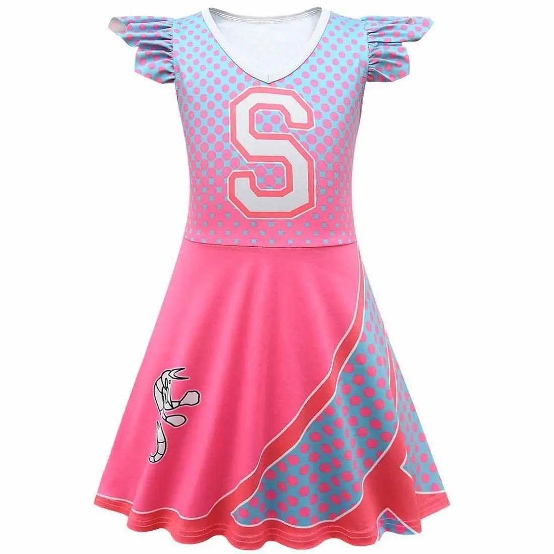kids costume College Zombies 2 Cheerleader dress Costume Children's Dress - Azufun