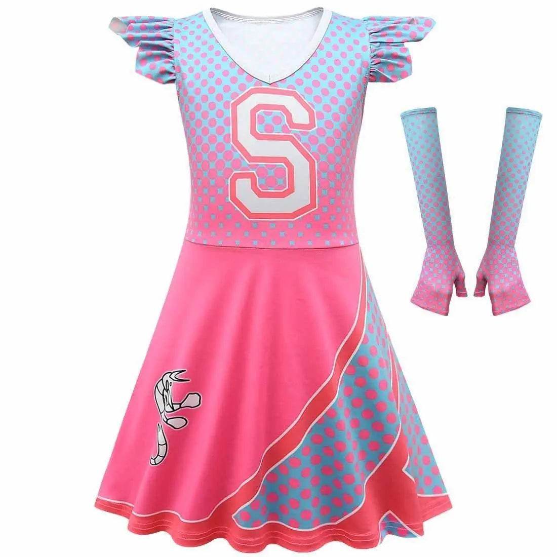 kids costume College Zombies 2 Cheerleader dress Costume Children's Dress - Azufun