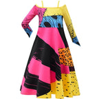 kids girl Sally Costume Party Dress The Nightmare Before Christmas Cosplay Halloween - Azufun