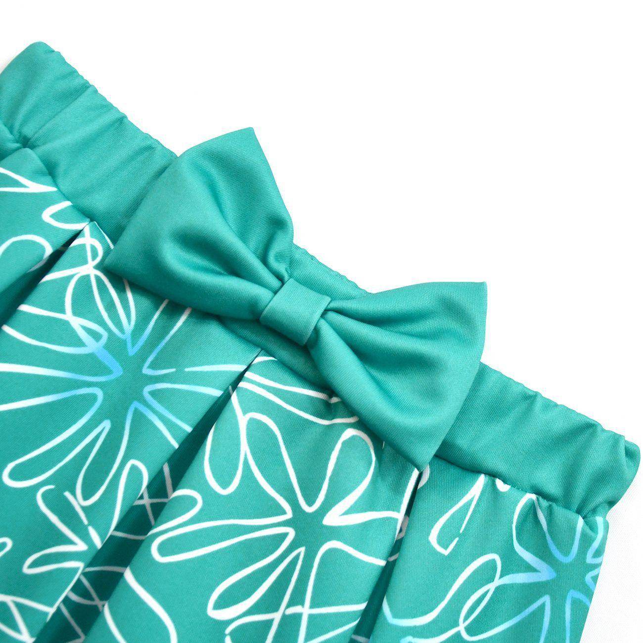 Kids' Inside Out Disgust Cosplay Costume Set Short Sleeve Pleated Dress with Bag - Azufun