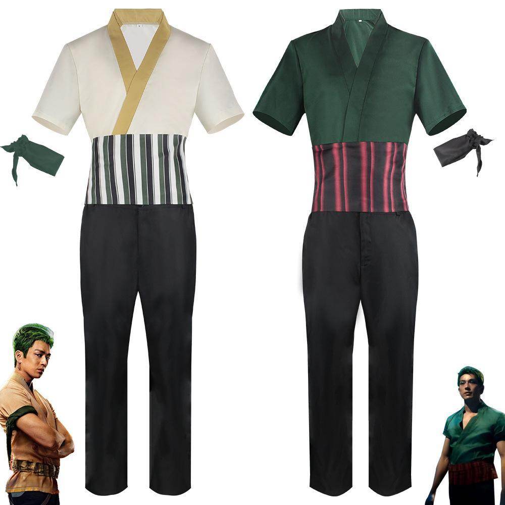 live Movie One Piece Roronoa Zoro Cosplay Costume Whole Set - Azufun