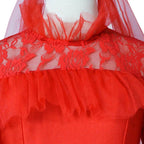 Lydia Deetz Wedding Red Dress Beetlejuice Costume For Women Halloween - Azufun