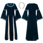 medieval fancy dress Costume Girls Children long dress with trumpet sleeves - Azufun