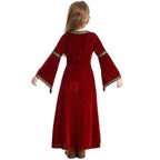 medieval fancy dress Costume Girls Children long dress with trumpet sleeves - Azufun