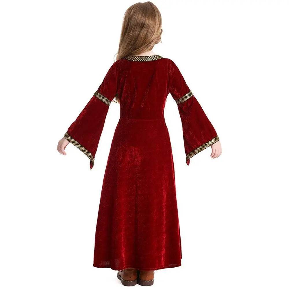 medieval fancy dress Costume Girls Children long dress with trumpet sleeves - Azufun