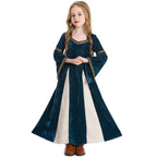 medieval fancy dress Costume Girls Children long dress with trumpet sleeves - Azufun