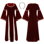 medieval fancy dress Costume Girls Children long dress with trumpet sleeves - Azufun