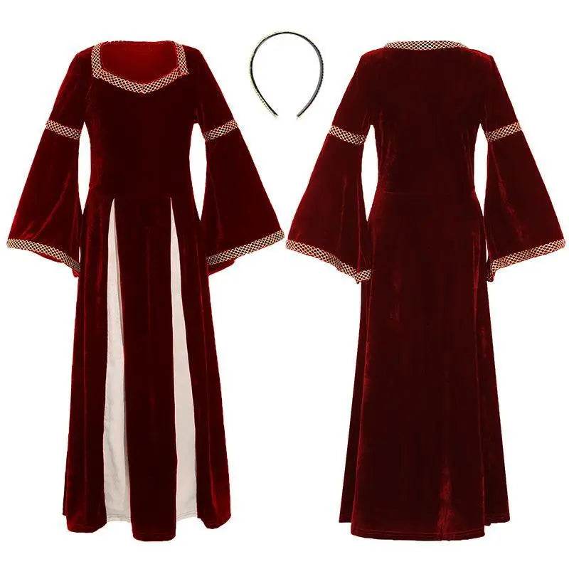 medieval fancy dress Costume Girls Children long dress with trumpet sleeves - Azufun