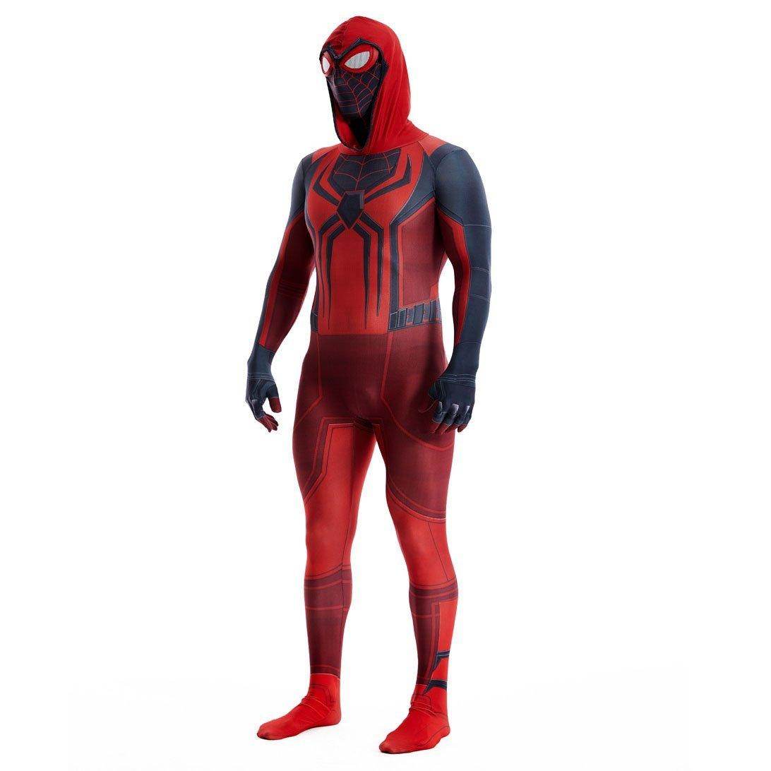 Miles Morales Crimson Cowl Spider Man Costume Red Cape Halloween Cosplay for Kids and Adults - Azufun