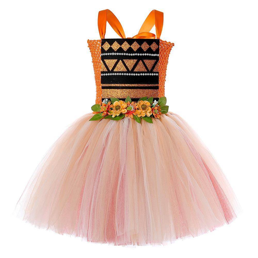 Movie Moana Princess Dress Sweet Flower Fairy dress party runway dress - Azufun