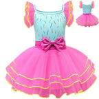 nancy Tutu Dress pink Princess Girls Birthday Party Dress Children fancy nancy Kids Unicorn Costume - Azufun