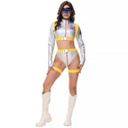 Nightclub Fun Gold Stamped Space Suit Astronaut Female Costume Music Festival Halloween - Azufun