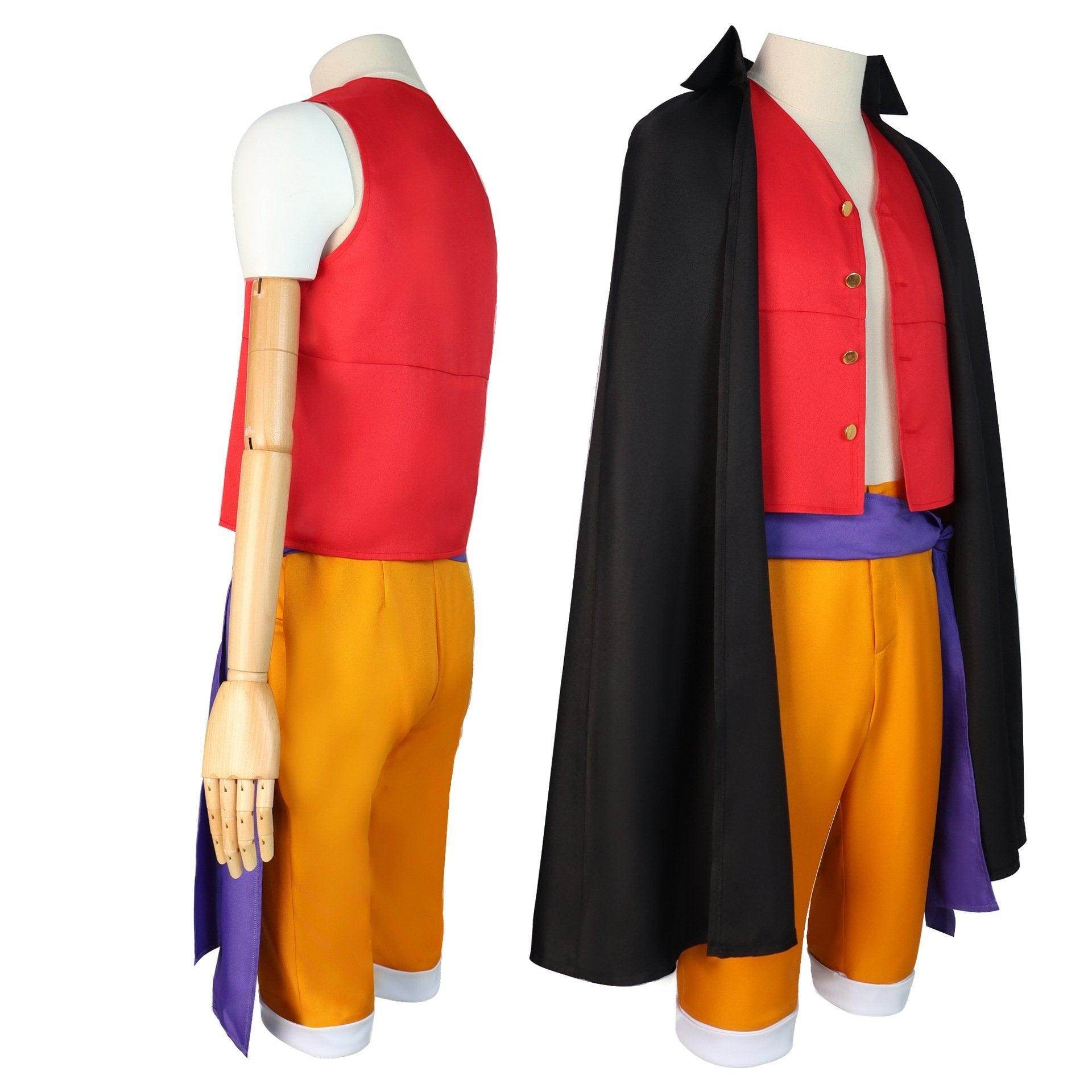 one picece luffy costume Anime Cosplay with straw hat Whole Set - Azufun