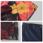 one picece luffy costume live floral shirt Anime Cosplay with straw hat - Azufun