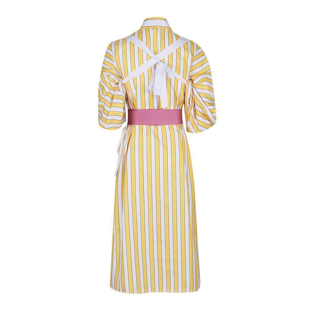 One Piece Wano Country Sanji Yellow striped kimono Costume Party Carnival Cosplay Full Set - Azufun