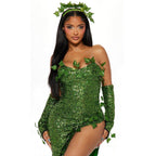 poison ivy costume women dress Halloween - Azufun