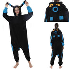 Pokemon Blue Umbreon Eevee Kigurumi Onesie Hoodie Costume Pajamas Black Pajamas - Azufun