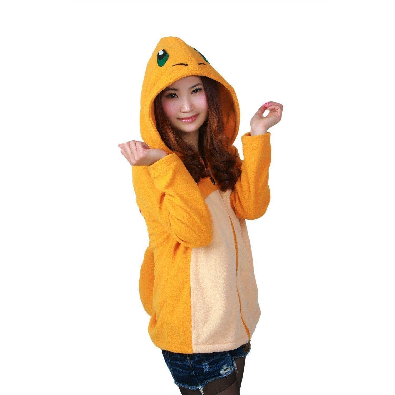 Pokemon Charmander Fire Dragon Long Sleeve Kigurumi Hoodie Coat Jacket - Azufun