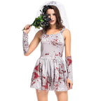 BuyScary Gray Bloodstained Ghost Bride Outfits Cosplay Costume Halloween For Kids Now Cheaper With 3 - 5 Days Ship - PajamasBuy