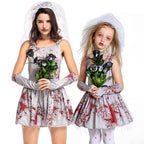 BuyScary Gray Bloodstained Ghost Bride Outfits Cosplay Costume Halloween For Kids Now Cheaper With 3 - 5 Days Ship - PajamasBuy