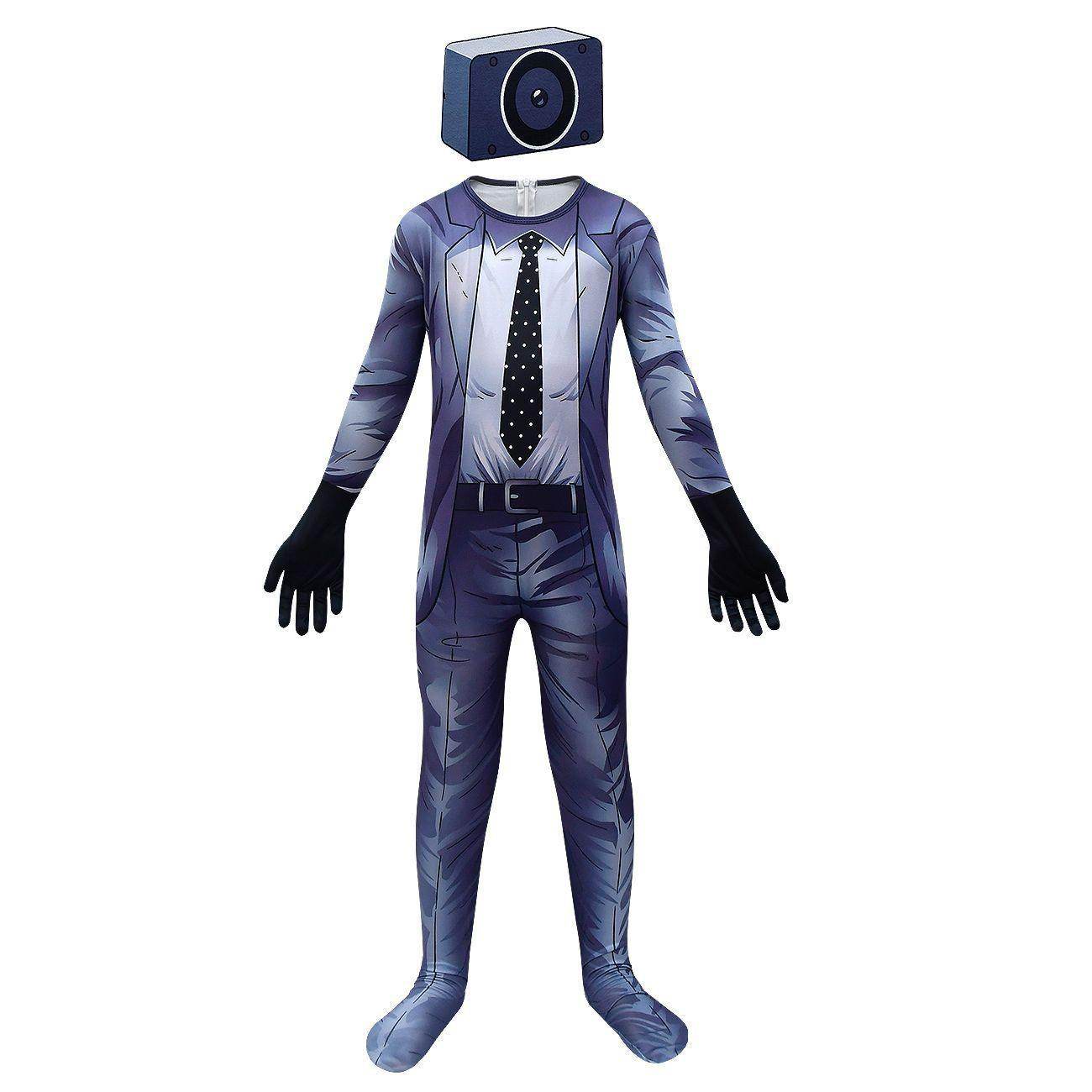 Skibidi Toilet Outfits Jumpsuit Mask Titan Tv man Cosplay Costume For Kids - Azufun