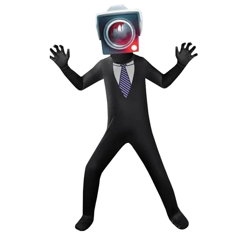 Skibidi Toilet Party Bodysuits Titan TV Jumpsuit Men Cosplay Costume For Kids Adult - Azufun