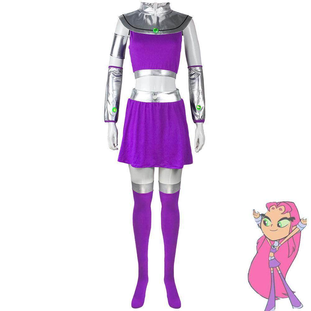 Starfire Costume Teen Titans Cosplay Halloween - Azufun