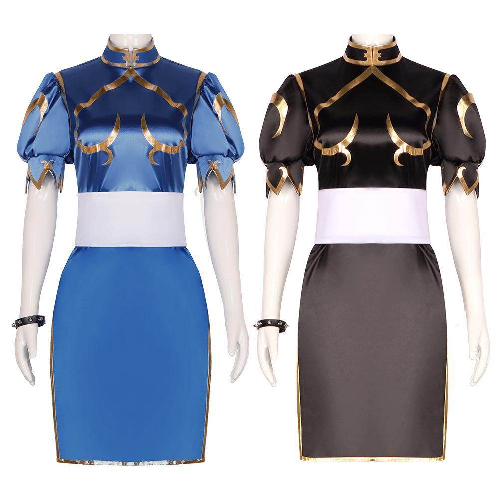 Street Fighter Chun Li Cheongsam Cosplay Costume Outfits Halloween Carnival Suit - Azufun