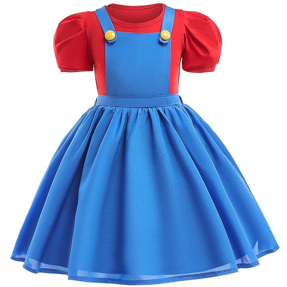 Super Mario Princess Costume Party Girl Children Strap Dresses - Pajamasbuy