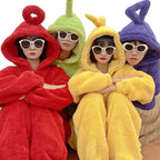 Teletubbies Tinky Winky Dipsy Po Laa-Laa Coral Fleece Onesies Pajamas for Adults Kids - Azufun
