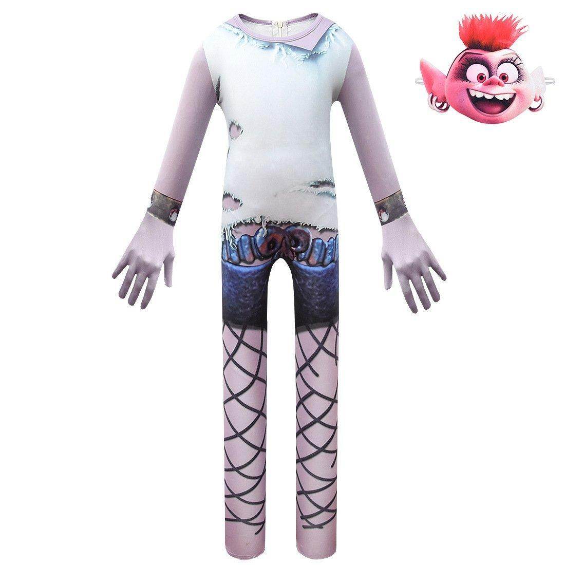 Trolls 2 World Tour Hard Rock Queen Barb Costume For Girl - Azufun