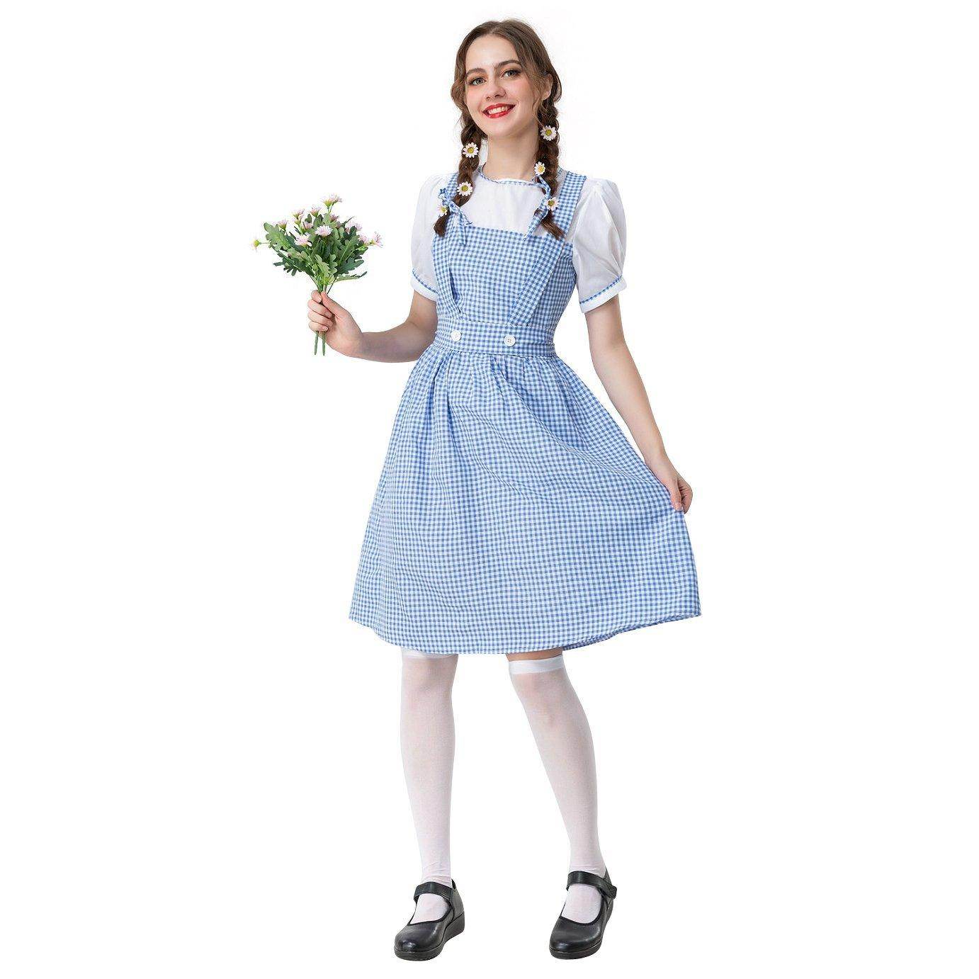 Wizard of Oz Dorothy Costume Dress Maid Alice for Girls Women - Azufun