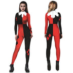 Women Adult Halloween Digital Printed Clown Costume Jumpsuit - Azufun