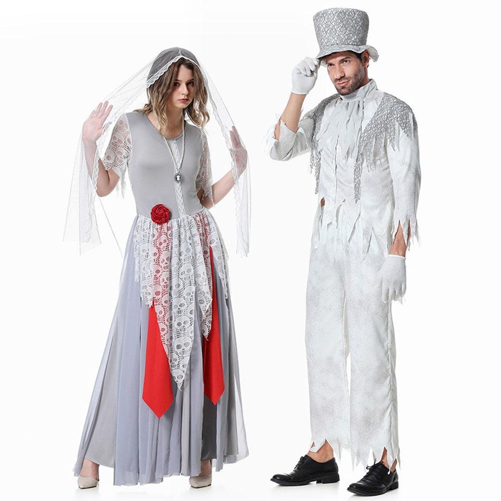 BuyZombie Bride Couples Costume Halloween Outfits Party Carnival Cosplay Now Cheaper With 3 - 5 Days Ship - PajamasBuy
